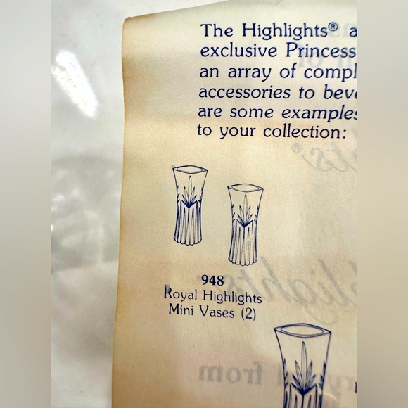 Princess House VTG 1988 Royal Highlights Cut Lead Crystal Mini Vases, 2, NIB EUC - Picture 14 of 17